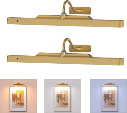 16‘’Picture Light Wireless, Plastic material,5000mAh Battery Powered Art Light for Pictures, 350LM, Dimmable, Remote Control, 16in Wall Gallery Light for Display, Wall, Artwork,Photos