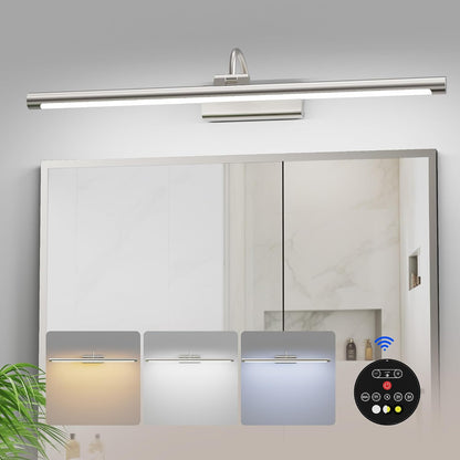 Bathroom Vanity Light Wireless Rechargeable Black 24 inch Black | 10000mAh Rechargeable Battery, 500LM Dimmable, 3 Color Temps, No Wiring , 250° Rotatable with Remote for Bathroom Mirror