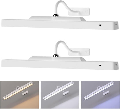 16‘’Picture Light Wireless, Plastic material,5000mAh Battery Powered Art Light for Pictures, 350LM, Dimmable, Remote Control, 16in Wall Gallery Light for Display, Wall, Artwork,Photos