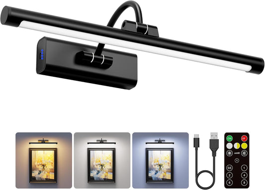 16" Light for Wall Picture with 6000mAh Battery - Brass Operated Wireless Wall Art Light with Remote Control for Artwork, Mirror & Portrait