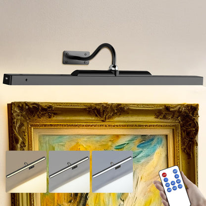 24 Inch Plastic Picture Light for Wall - Battery Operated Wireless Wall Sconce with Remote & Timer for Artwork, Portrait, Photo & Frame