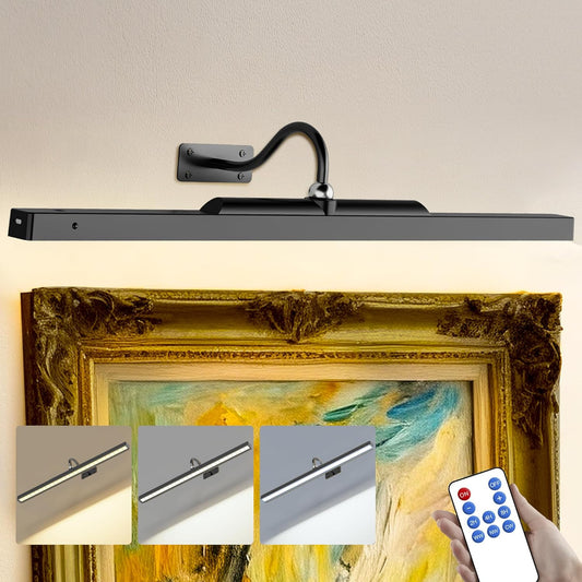 24 Inch Plastic Picture Light for Wall - Battery Operated Wireless Wall Sconce with Remote & Timer for Artwork, Portrait, Photo & Frame