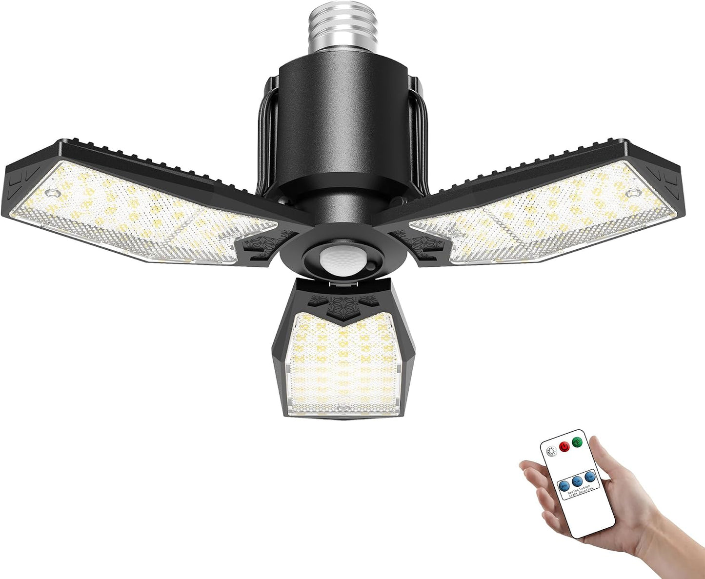 Motion Sensor Garage Light Plug-in 80W 8000LM, Motion Activated Led Shop Light with Romote, 3 Modes Indoor Bulb for Basement/Workshop 1Pack