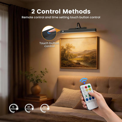 Picture Light for Wall Art Motion Sensor – 16'' Wireless and Dimmable Gallery Light, 5000mAh Rechargeable Remote Control Art Light Over Frame Paintings and Artworks