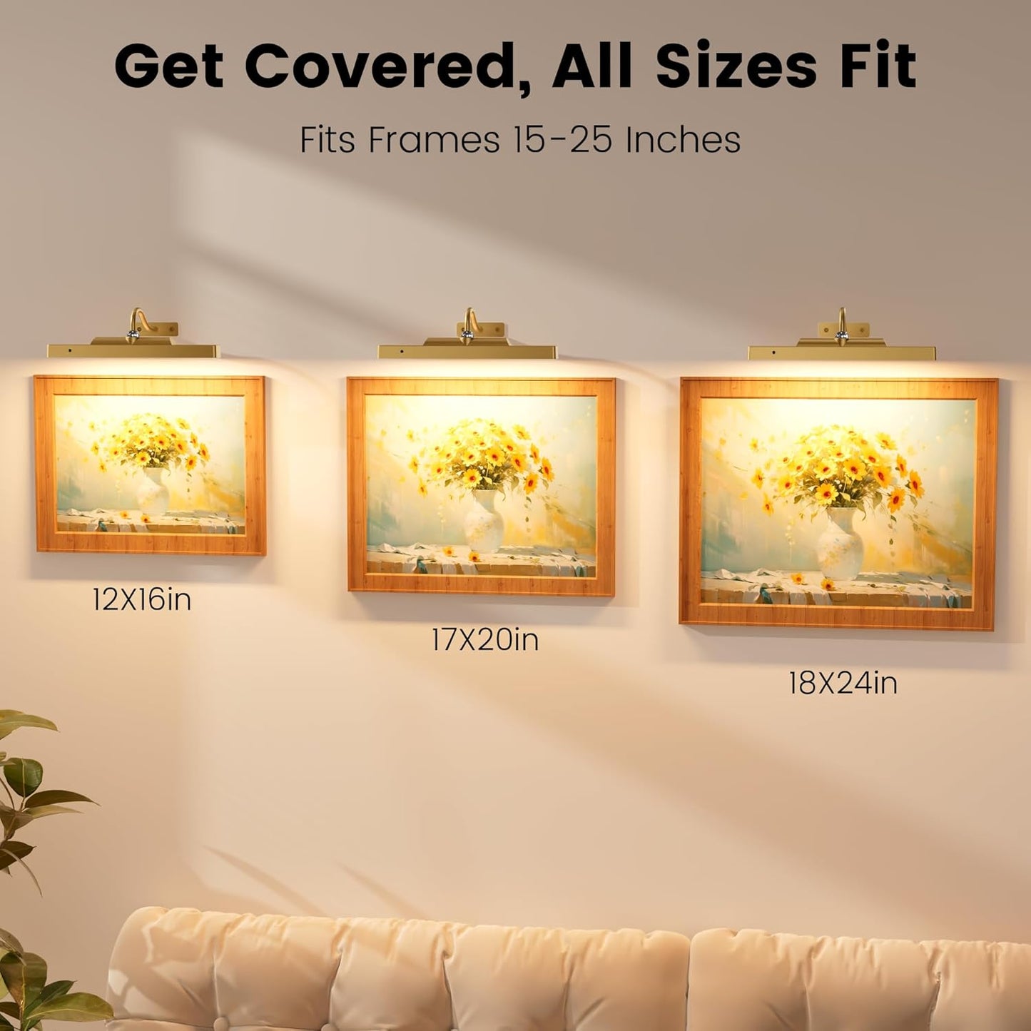 12‘’Picture Light for Wall, Plastic material,Rechargeable Wireless Battery Operated Painting Lighting, Dimmable LED with Remote 3CCT for Wall Art Gallery Display (Black)