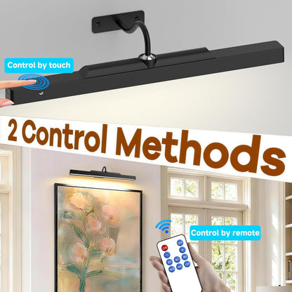 16‘’Picture Light Wireless, Plastic material,5000mAh Battery Powered Art Light for Pictures, 350LM, Dimmable, Remote Control, 16in Wall Gallery Light for Display, Wall, Artwork,Photos