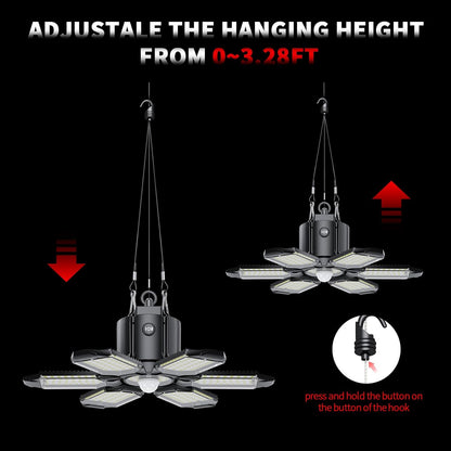 Plug-in Motion Sensor Garage Light, 200W 20000LM Deformable Motion Activated LED Shop Light with PIR & Dusk to Dawn Sensor, Indoor Ceiling Light for Basement, Workshop, Warehouse, Attic