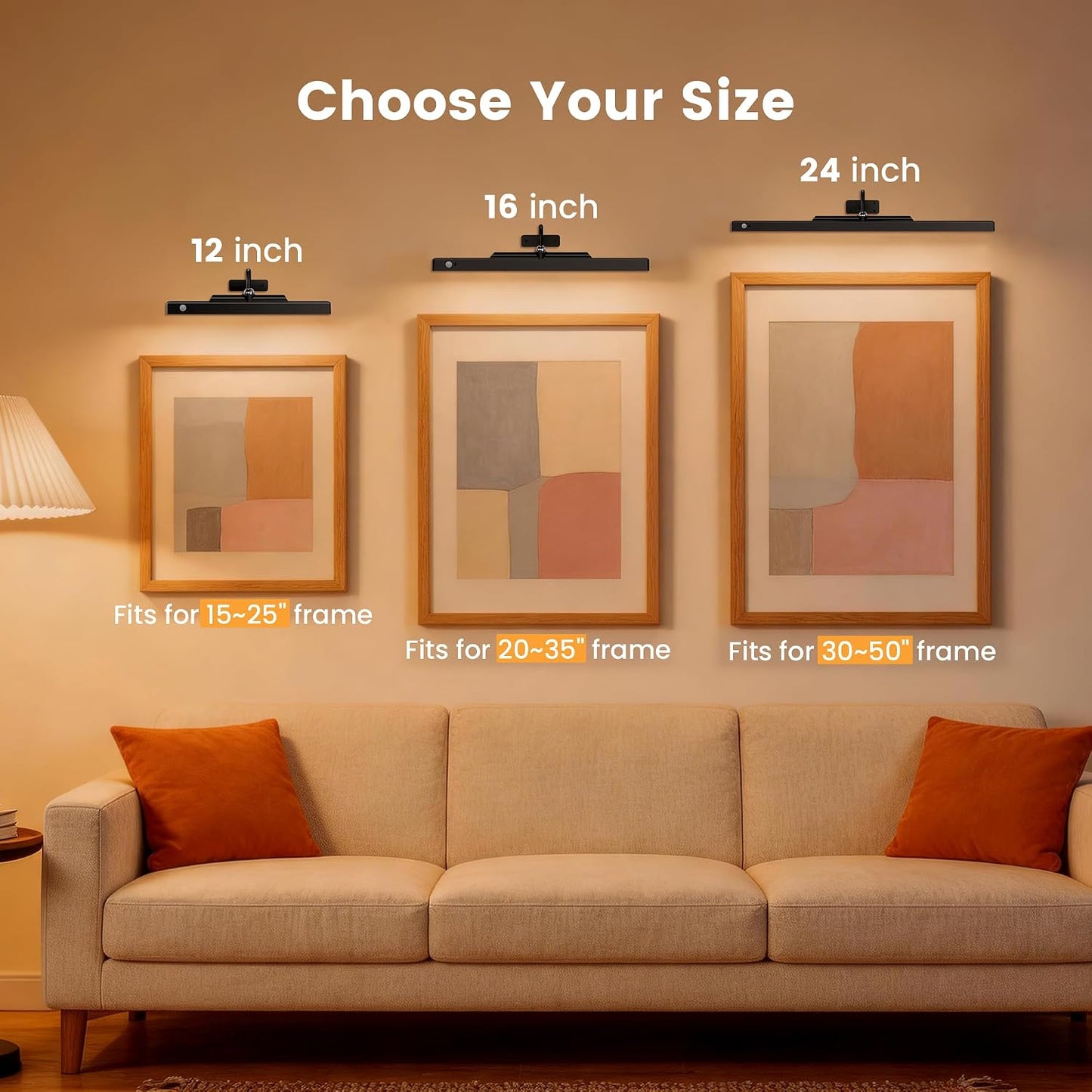 Picture Light for Wall Art Motion Sensor – 16'' Wireless and Dimmable Gallery Light, 5000mAh Rechargeable Remote Control Art Light Over Frame Paintings and Artworks