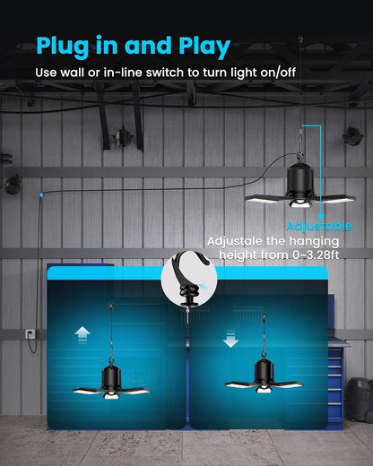 Motion Sensor Garage Light Plug-in 80W 8000LM, Motion Activated Led Shop Light with Romote, 3 Modes Indoor Bulb for Basement/Workshop 1Pack