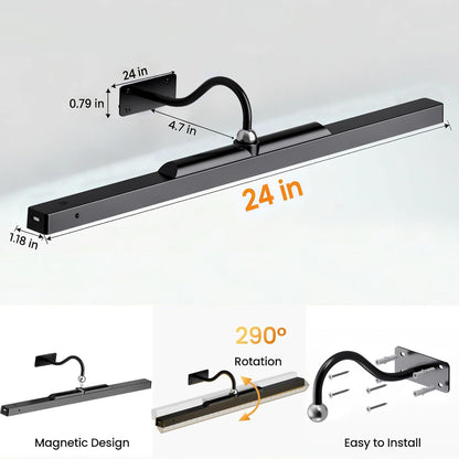 24 Inch Plastic Picture Light for Wall - Battery Operated Wireless Wall Sconce with Remote & Timer for Artwork, Portrait, Photo & Frame