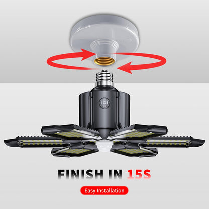 Motion Sensor Garage Light, 200W 20000LM E26/E27 Screw-in Motion Activated LED Ceiling Shop Light with Dusk to Dawn Sensor, Indoor Lighting for Basement, Barn, Attic, Warehouse