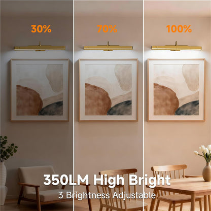 Art Light for Wall Picture, 6000mAh Rechargeable Wireless Wall Sconce,Battery Operated Remote Dimmable Lighting for Hallway Sconce(24 in, Antique Gold)