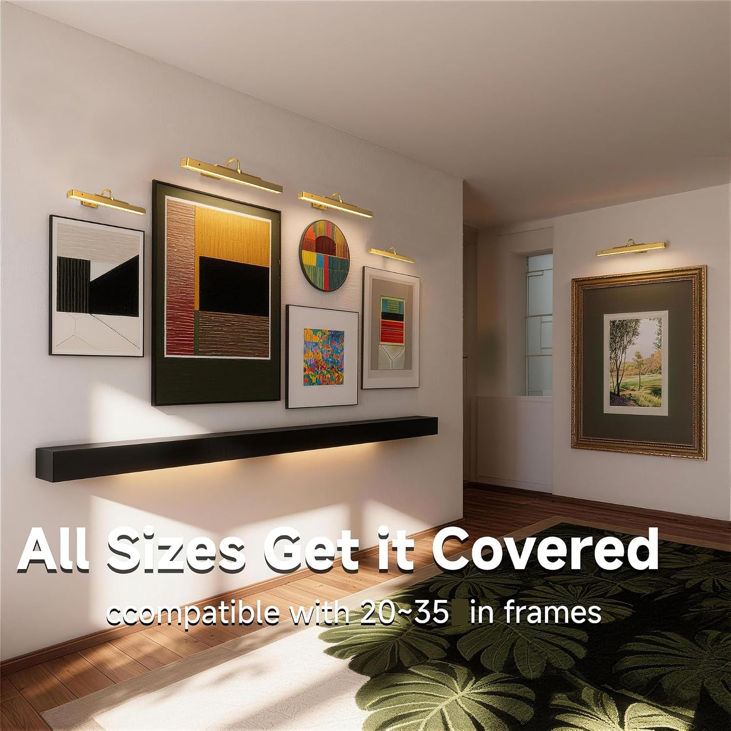 Art Light for Wall Picture, 6000mAh Rechargeable Wireless Wall Sconce,Battery Operated Remote Dimmable Lighting for Hallway Sconce(24 in, Antique Gold)