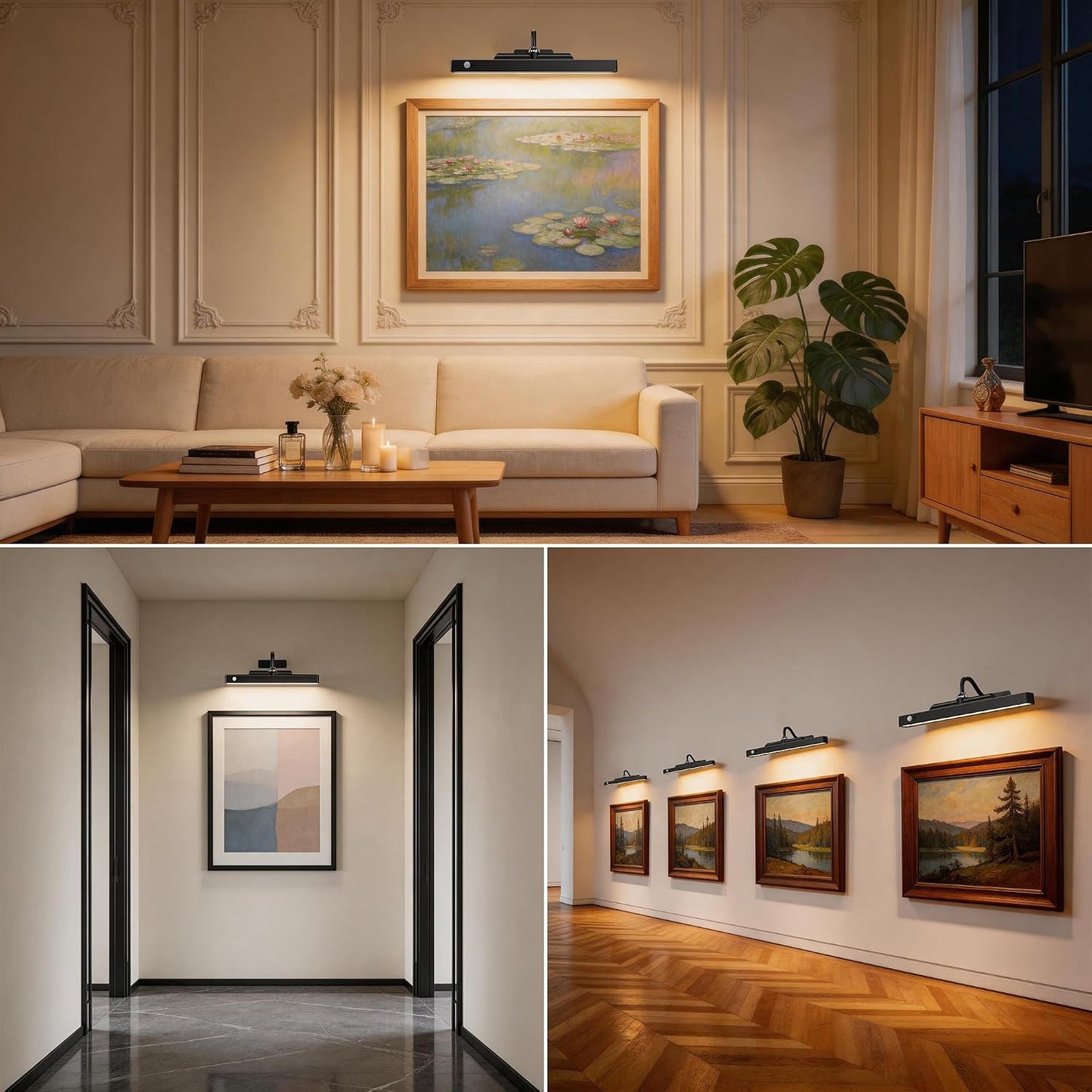 Picture Light for Wall Art Motion Sensor – 16'' Wireless and Dimmable Gallery Light, 5000mAh Rechargeable Remote Control Art Light Over Frame Paintings and Artworks
