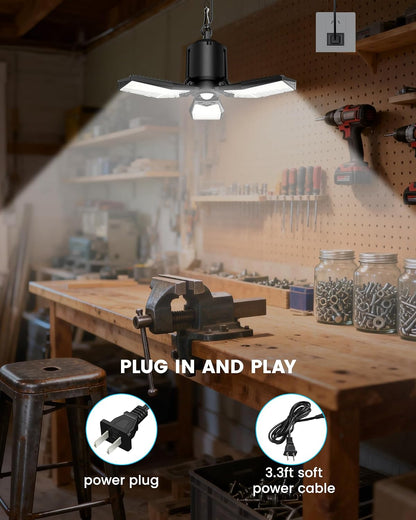 Motion Sensor Garage Light Plug-in 80W 8000LM, Motion Activated Led Shop Light with Romote, 3 Modes Indoor Bulb for Basement/Workshop 1Pack